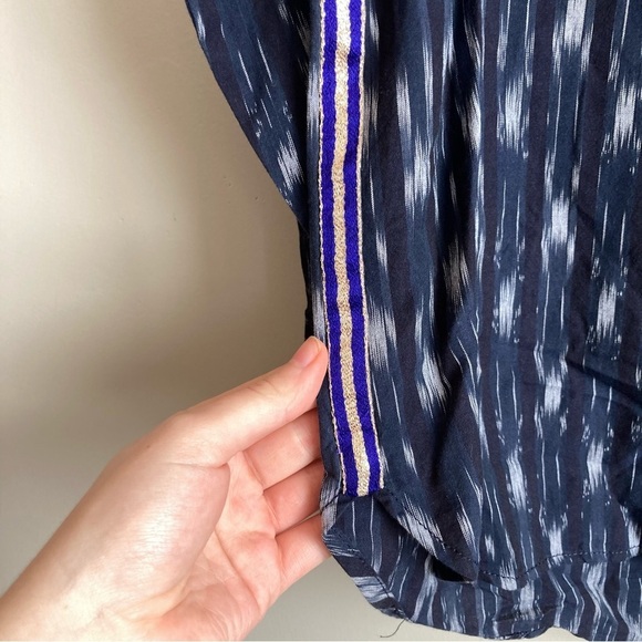 J. Crew Blue Patterned Stripe Long Sleeve Collared Button Tunic 8 - Picture 5 of 12